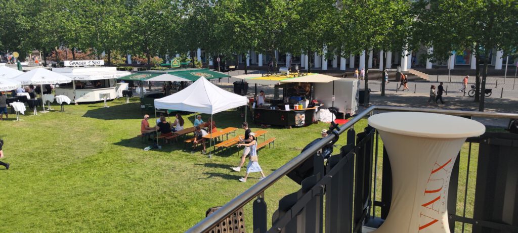 Schwenkbraten Wagen Sicht von oben