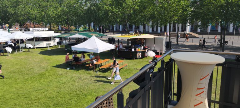 Schwenkbraten Wagen Sicht von oben